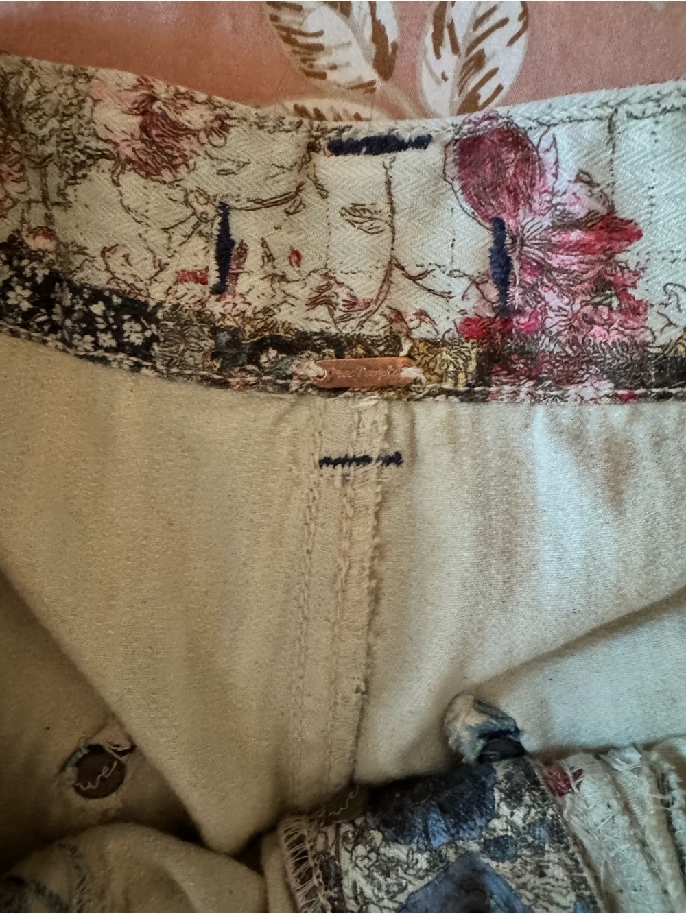 Free People Runyon Patched Floral Embroidered Pants West Ridge Size 8 - Picture 5 of 5